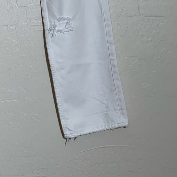 Moussy Vintage High Rise Straight Leg Distressed Jeans Cream Womens Size 24 - Picture 6 of 9